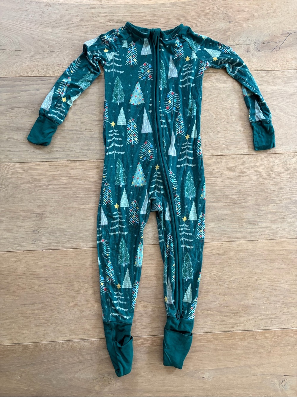 Little Sleepies "Green Twinkling Trees" print zippy one piece pjs - 18-24 months